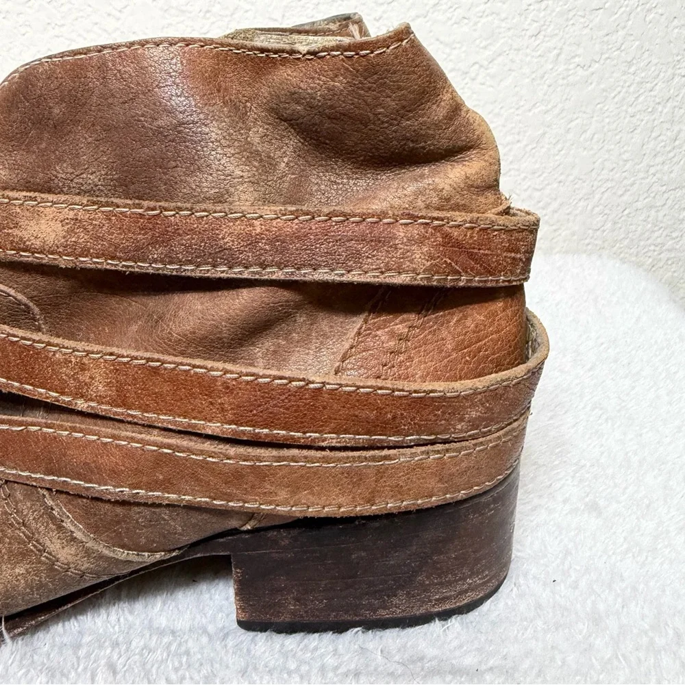 Freebird By Steven Watts Brown Distressed Leather Ankle Boots Size 9